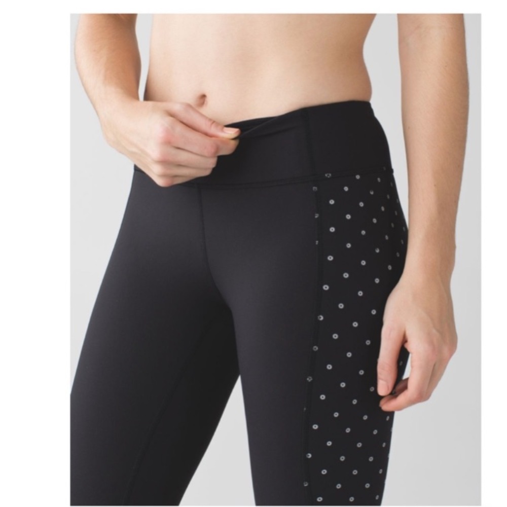 Lululemon Black Athletic Capris with Mesh Inserts - Picture 3 of 9